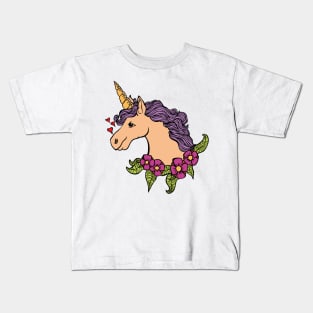 Unicorn flowers Kids T-Shirt